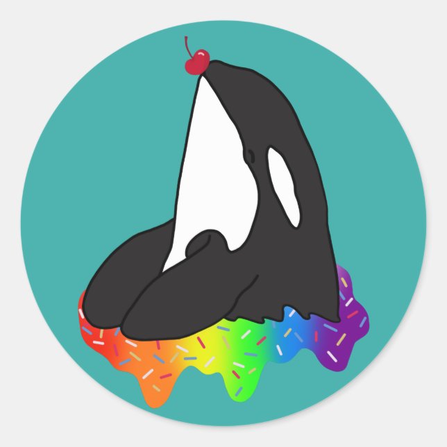 Sticker Rond Baleine tueuse Orca personnalisable (Devant)