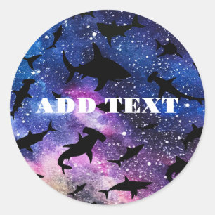 Sticker Rond Baleines à mâchoires de requin modernes sous la ga
