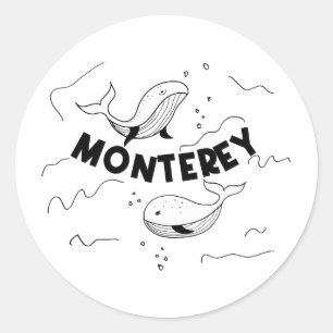 Sticker Rond Baleines de Monterey Californie