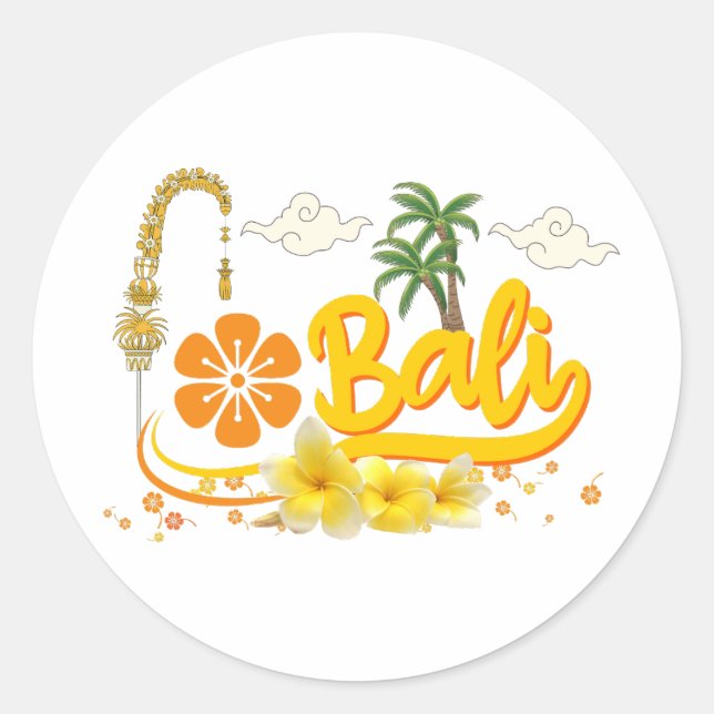 Sticker Rond Bali Vacances Ile tropicale Plage Correspondance (Devant)