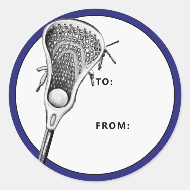 Sticker Rond Balise cadeau bleu crosse (Devant)
