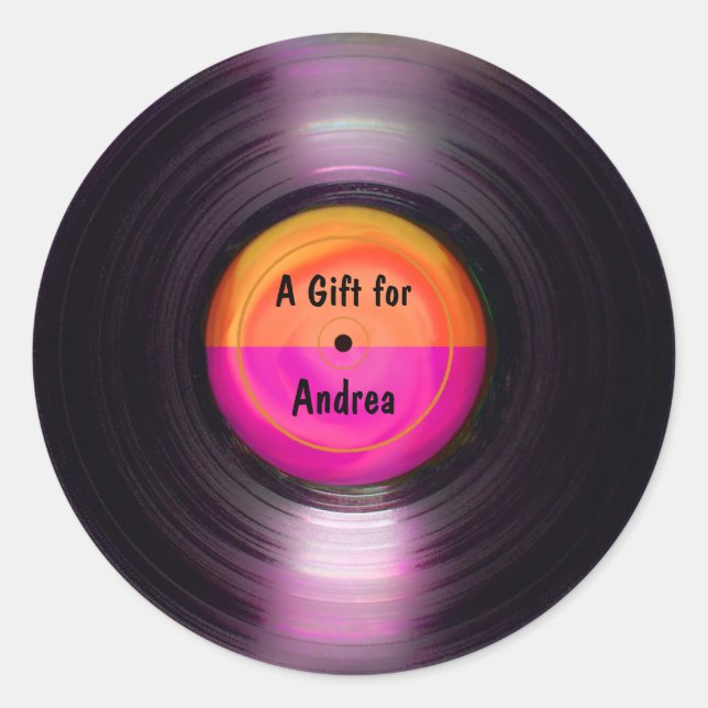 Sticker Rond Balise cadeau d'album rétro (Devant)