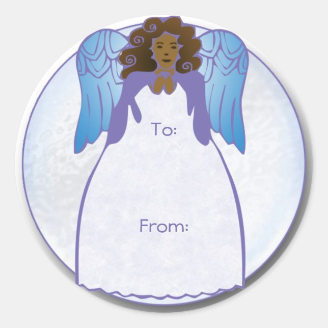 Sticker Rond Balise cadeau d'Ange Noir Africain (Devant)