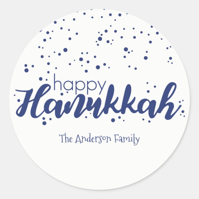 Sticker Rond Balise cadeau de Happy Hanoukka Snow Bubbles (Devant)