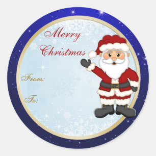 Sticker Rond Balise cadeau de Noël de Cute Père Noël