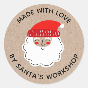 Sticker Rond Balise cadeau de Noël Fabriqué avec amour