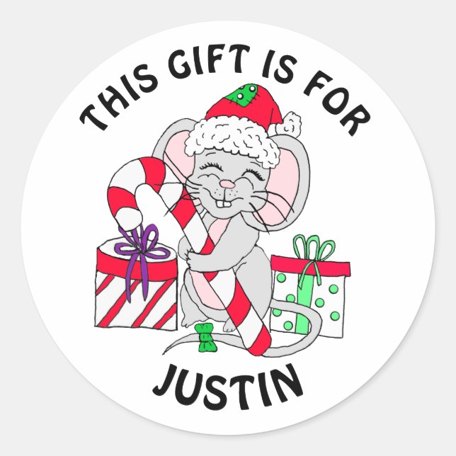 Sticker Rond Balise cadeau de Noël Festive avec cadeaux (Devant)