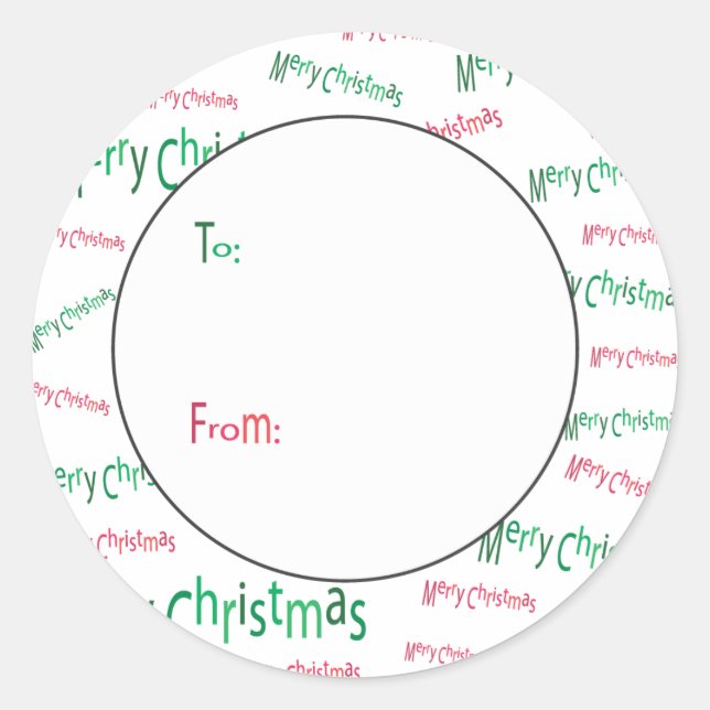 Sticker Rond Balise cadeau de Noël Joyeux (Devant)