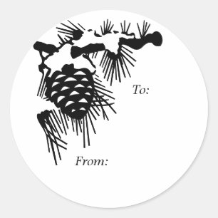 Sticker Rond Balise cadeau de Noël Pine Cone