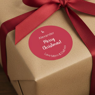Sticker Rond Balise cadeau de Noël Rouge mignonne de maman et p