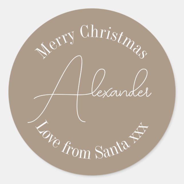 Sticker Rond Balise cadeau de nom de Noël personnalisée (Devant)