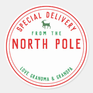 Sticker Rond Balise Cadeau Livraison Spéciale Du Pôle Nord