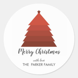 Sticker Rond Balise Cadeau personnalisé Red Christmas Tree