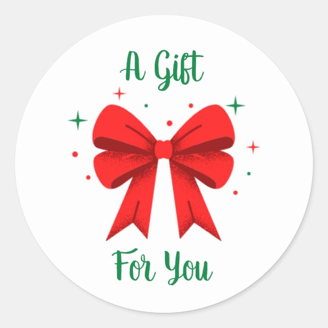Sticker Rond Balise cadeau Red Bow (Devant)