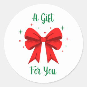 Sticker Rond Balise cadeau Red Bow