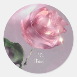 Sticker Rond Balise cadeau rose
