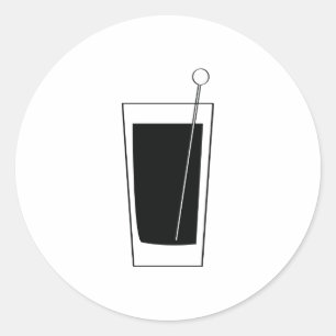 Sticker Rond Balise Cocktail Retro Highball Glass, Boisson Mixt