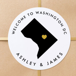 Sticker Rond Balise de bienvenue du Mariage de Washington DC, C