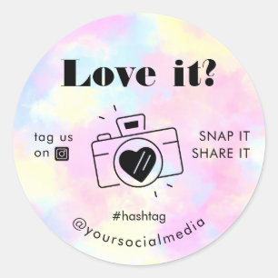 Sticker Rond Balise de capture Unicorn Tie Dye Loe Snap Share S