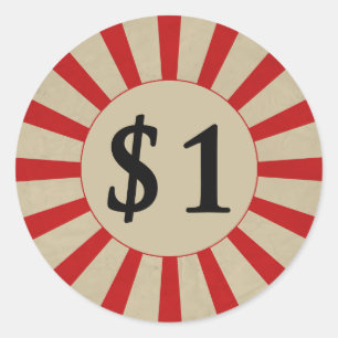 Sticker Rond Balise de prix rond brillant de 1 $ (dollar)