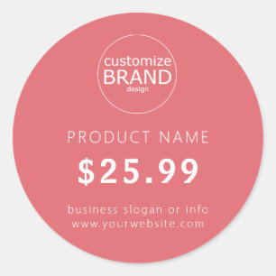 Sticker Rond Balise de prix simple Blush Pink Business