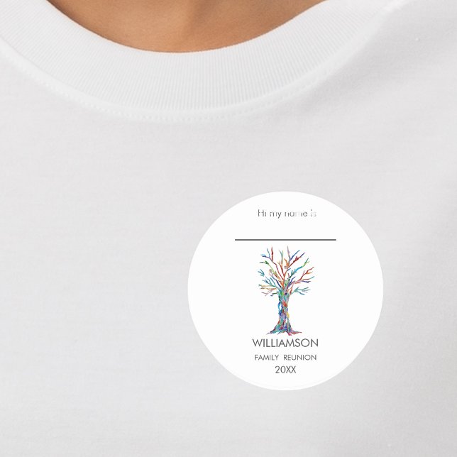 Sticker Rond Balise Family Reunion Rainbow Family Tree Name (Créateur téléchargé)