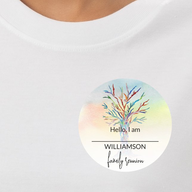 Sticker Rond Balise Nom de la famille de l'arbre généalogique (Créateur téléchargé)