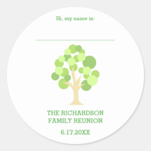Sticker Rond Balise Nom de la famille de l'arbre vert rustique