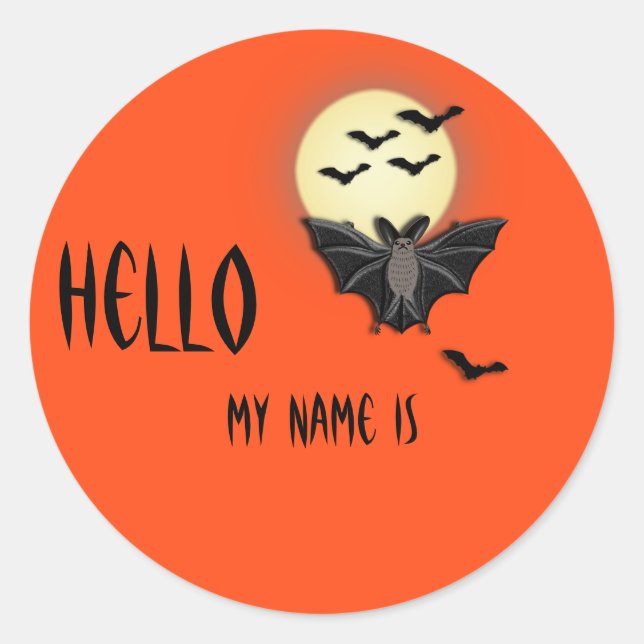 Sticker Rond Balise Nom Halloween (Devant)