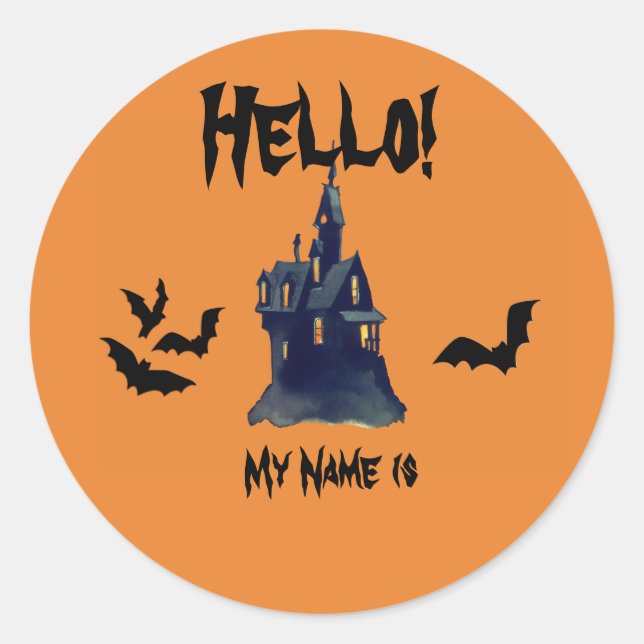 Sticker Rond Balise Nom Halloween (Devant)