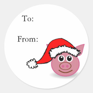 Sticker Rond Balises cadeaux de cochon de Noël