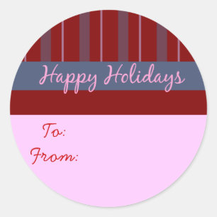 Sticker Rond Balises cadeaux en bande rose et rouge