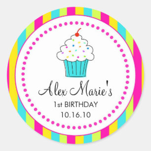 Sticker Rond Balises Cupcake / Balises de préférence