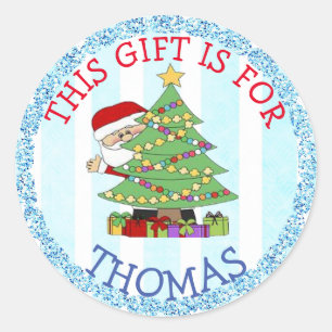 Sticker Rond Balises de Noël personnalisées Cute Père Noël
