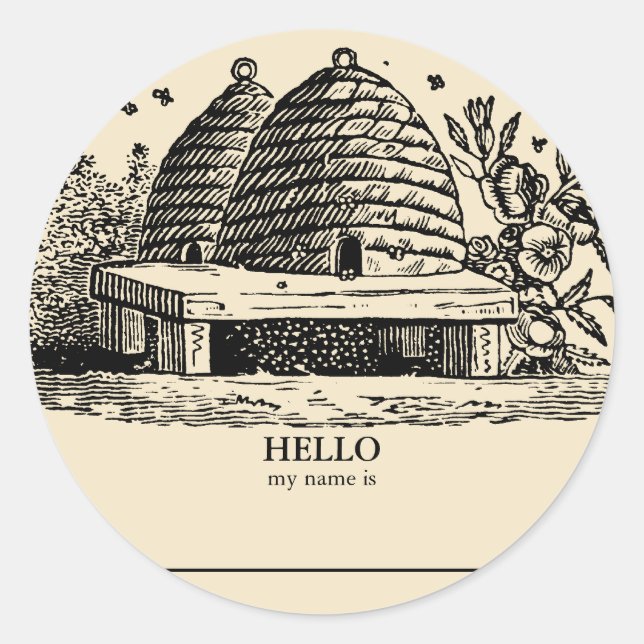 Sticker Rond Balises de nom pour les classes d'abeilles (Devant)
