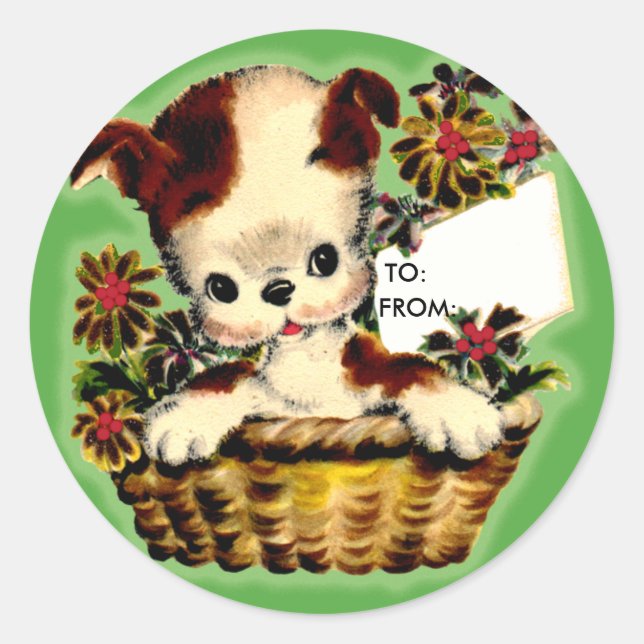 Sticker Rond Balises-étiquettes de cadeau de marionnettes adora (Devant)