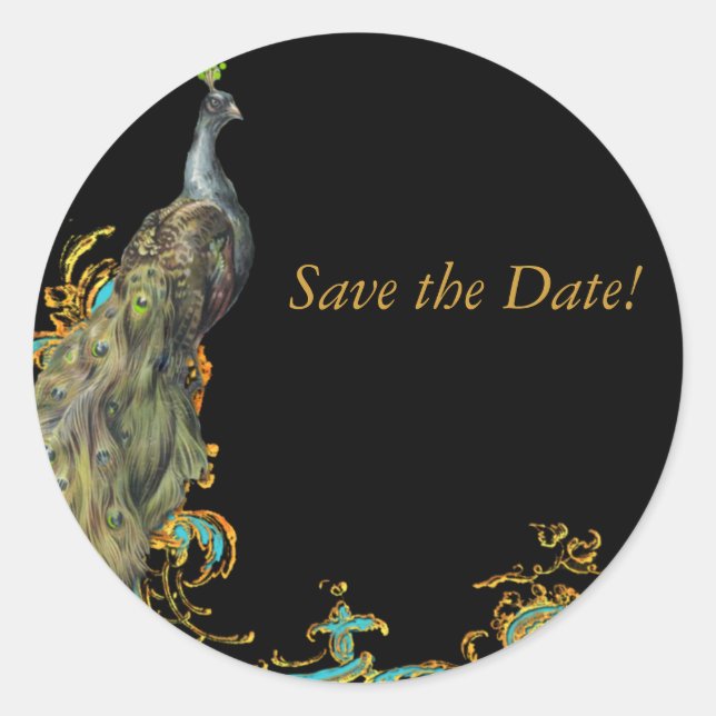 Sticker Rond Balises Peacock & Gold Filigree (Devant)
