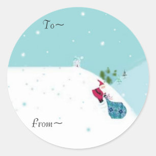 Sticker Rond Balises Père Noël glissantes