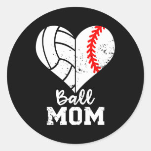Sticker Rond Ball Maman He Baseball Volleyball Maman