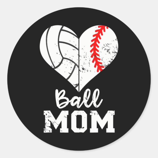 Sticker Rond Ball Maman Volleyball de baseball de ballon de bas (Devant)
