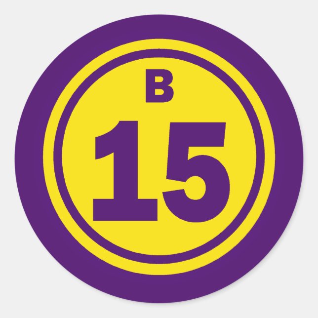 STICKER ROND BALLE BINGO B-15 (Devant)