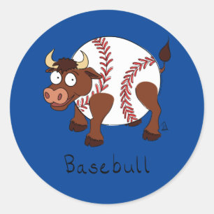 Sticker Rond Balle de baseball Cute Kids Cartogone