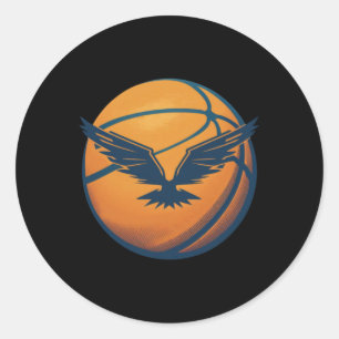 Sticker Rond Balle De Basket Avec Aigle