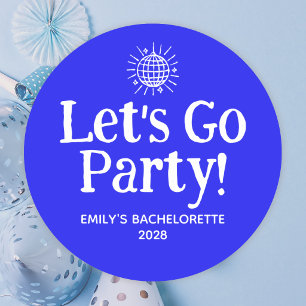 Sticker Rond Balle de disco à doodle bleu pour l'enterrement de