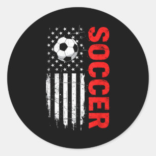 Sticker Rond Balle de foot usa patriotique drapeau américain dé