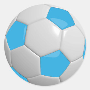 Sticker Rond Balle de football Bébé Bleu et Blanc
