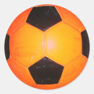 Sticker Rond Balle de football orange et noir