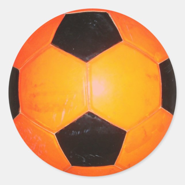 Sticker Rond Balle de football orange et noir (Devant)