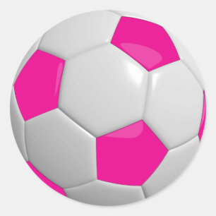 Sticker Rond Balle de Football Rose Clair et Blanc