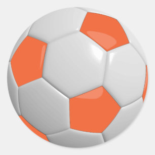 Sticker Rond Balle de football sportif orange et blanc
